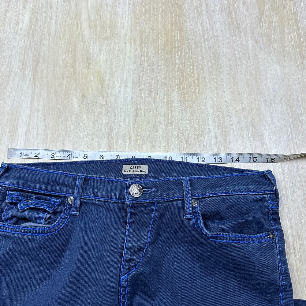 True Religion Casey Low Rise Super Skinny Dark Wash Flap Pocket Denim Jeans 29 - Picture 2 of 15